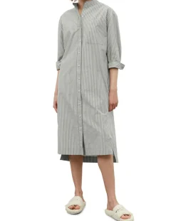 Marc O'Polo Robes|Robe Chemise Col Mao Rayée Kl gris/blanc
