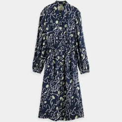Scotch & Soda Robes|Robe Chemise Cosmos bleu nuit/violet