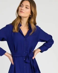 An'ge Robes|Robe chemise courte Mira bleu électrique