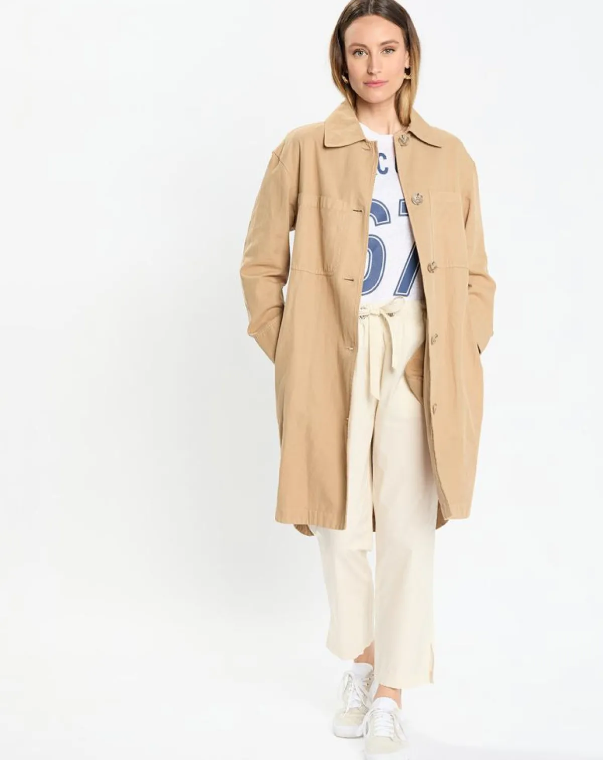 Marc O'Polo Robes|Robe Chemise en Coton & Lin Ceinture beige