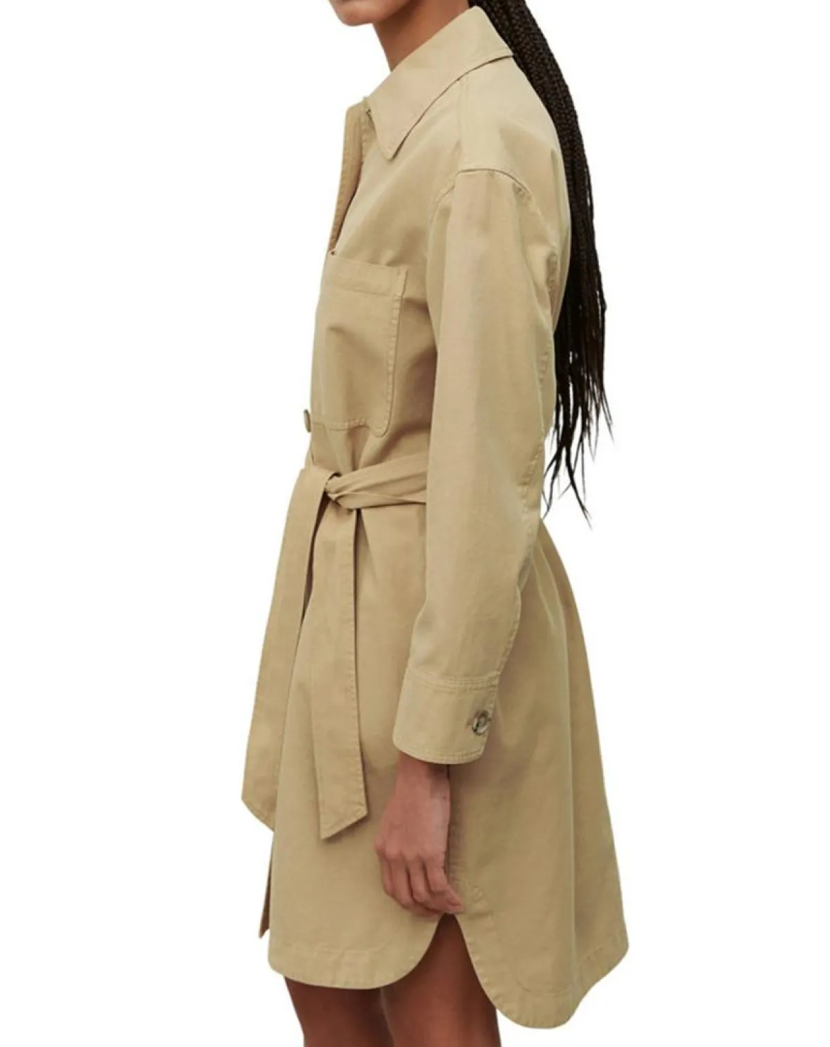 Marc O'Polo Robes|Robe Chemise en Coton & Lin Ceinture beige