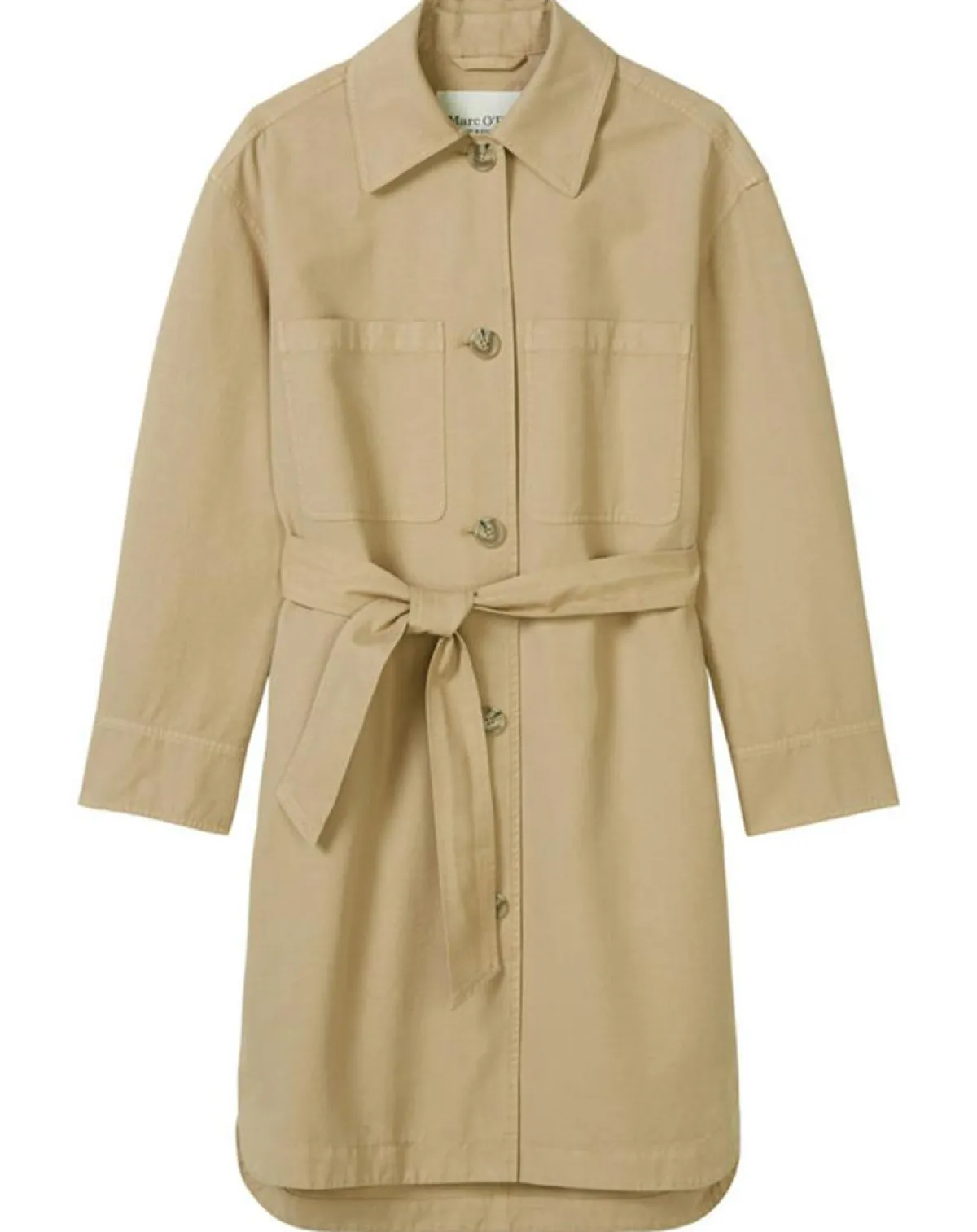 Marc O'Polo Robes|Robe Chemise en Coton & Lin Ceinture beige