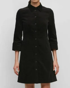 Marc O'Polo Robes|Robe Chemise en Velours lisse noire