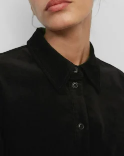 Marc O'Polo Robes|Robe Chemise en Velours lisse noire