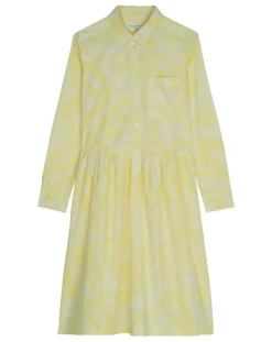 Marc O'Polo Robes|Robe chemise Mid Coton Bio Poche jaune