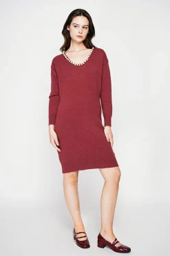 C&Jo Robes|Robe col perle bordeaux