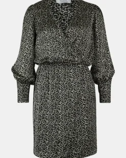 Galeries Lafayette Robes|Robe courte portefeuille Carlotta imprimé fantaisie noir/écru