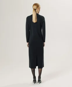 Rodier Robes|Robe droite Johanna en laine col montant noir