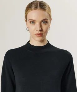 Rodier Robes|Robe droite Johanna en laine col montant noir