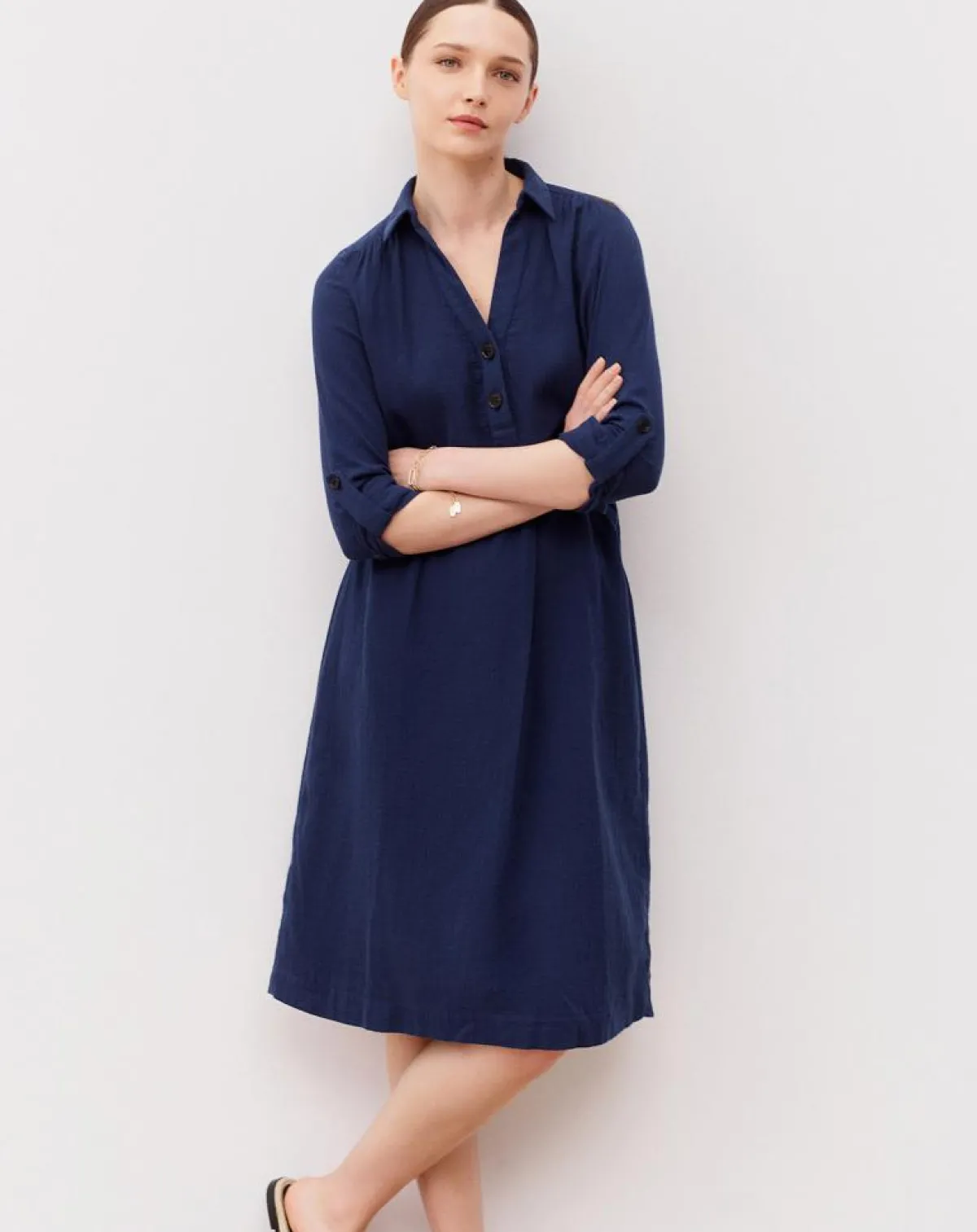 Caroll Robes|Robe en Gaze de Coton Betina indigo