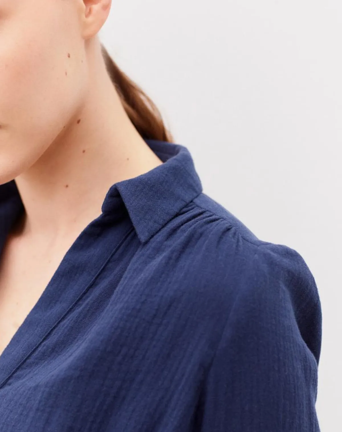 Caroll Robes|Robe en Gaze de Coton Betina indigo