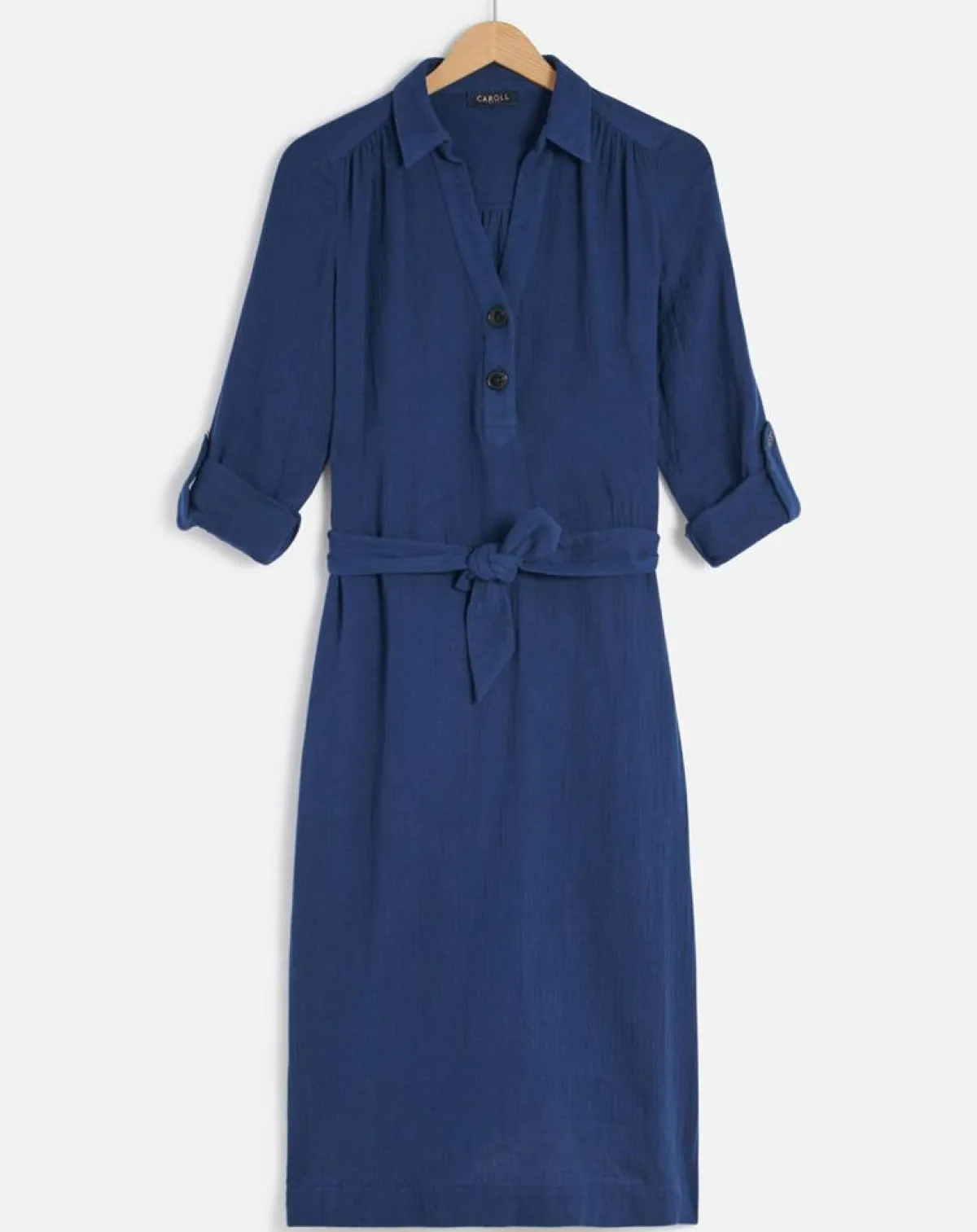 Caroll Robes|Robe en Gaze de Coton Betina indigo