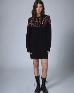 Manoush Robes|Robe en Laine mélangée Claudine noire