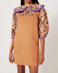 Manoush Robes|Robe en Laine mélangée Gabardine camel