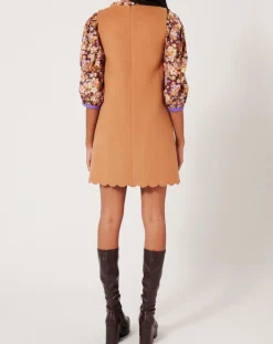 Manoush Robes|Robe en Laine mélangée Gabardine camel