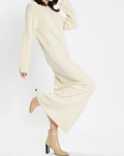 Marc O'Polo Robes|Robe en Laine mélangée maxi longue écru