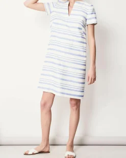 Paule Ka Robes|Robe en Lin mélangé Nina blanc/lavande