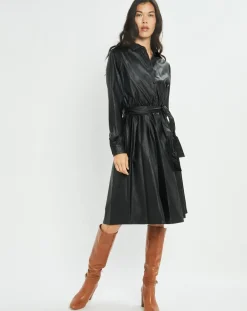 Lauren Vidal Robes|Robe en simili Ivana noire