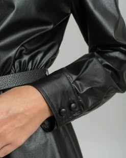 Lauren Vidal Robes|Robe en simili Ivana noire