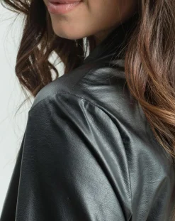 Lauren Vidal Robes|Robe en simili Ivana noire