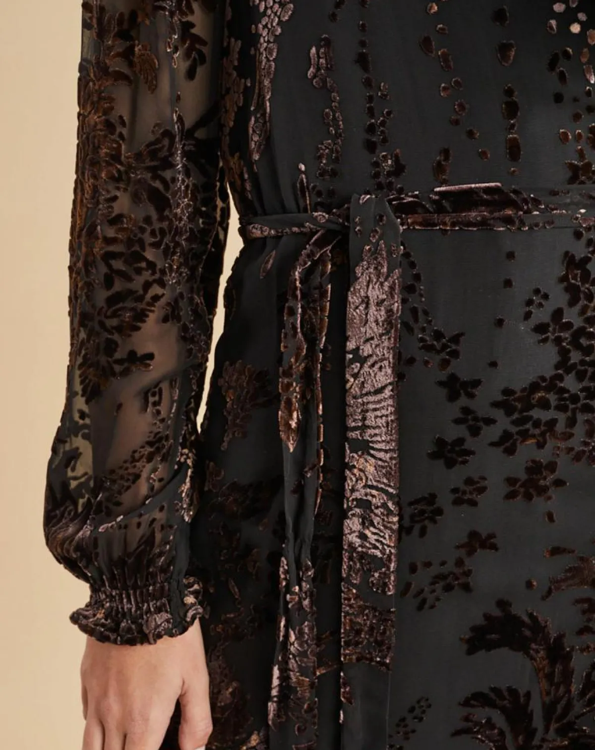 Lauren Vidal Robes|Robe en Soie mélangée Opium motifs velours prune