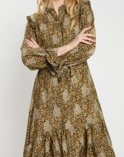 Lauren Vidal Robes|Robe en Soie mélangée Sasha dorée