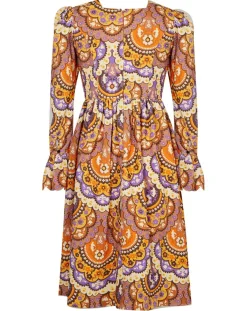 Manoush Robes|Robe en Velours côtelé Fall imprimée violet/multicolore