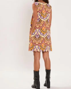 Manoush Robes|Robe en Velours côtelé Fall imprimée violet/multicolore