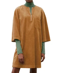 Marc O'Polo Robes|Robe en Velours côtelé zip poche marron