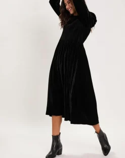 Manoush Robes|Robe en Velours satiné Princesse noire