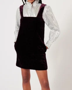 Manoush Robes|Robe en Velours satiné Princesse cerise noire