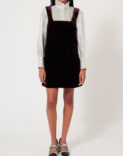 Manoush Robes|Robe en Velours satiné Princesse cerise noire