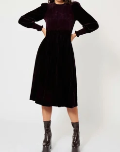 Manoush Robes|Robe en Velours satiné Princesse cerise noire