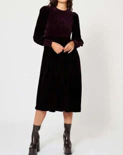 Manoush Robes|Robe en Velours satiné Princesse cerise noire