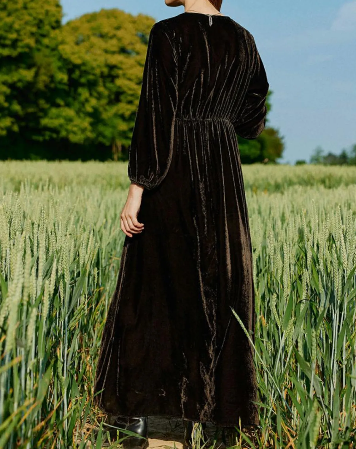 Lauren Vidal Robes|Robe en Velours Solo café