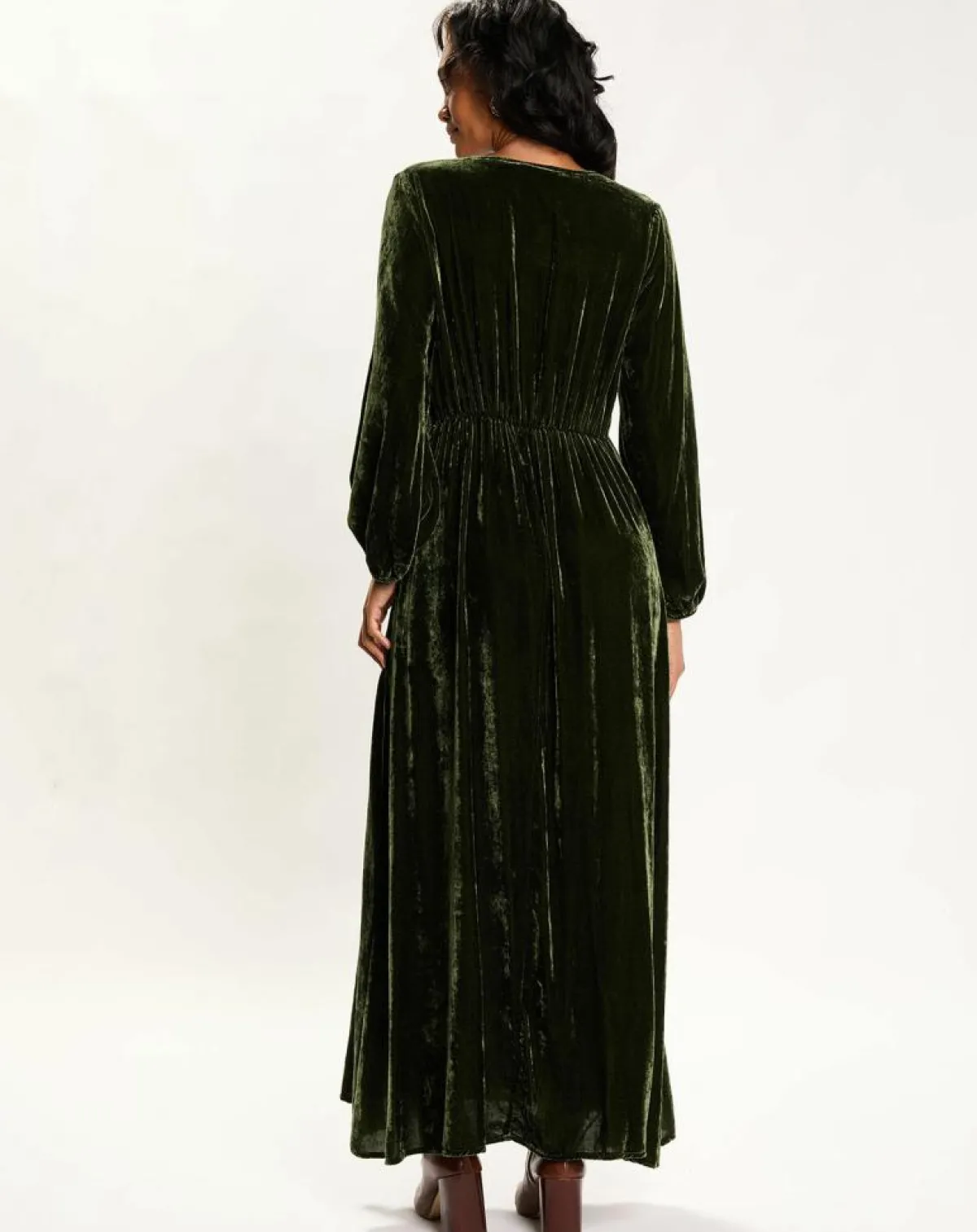 Lauren Vidal Robes|Robe en Velours Solo verte