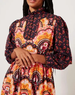 Manoush Robes|Robe Fall Winter Mix imprimée rose/multicolore