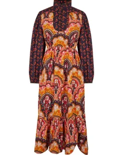 Manoush Robes|Robe Fall Winter Mix imprimée rose/multicolore