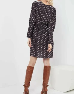 See u Soon Robes|Robe Figue Fraîche imprimée bleu marine