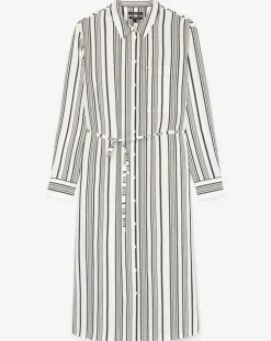 Marc O'Polo Robes|Robe fluide à rayures blanc/noir