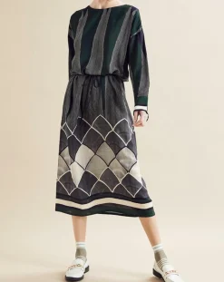 Chloé Stora Robes|Robe fluide Naima imprimée verte