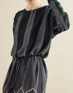Chloé Stora Robes|Robe fluide Naima imprimée verte