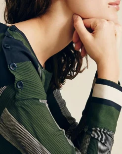 Chloé Stora Robes|Robe fluide Naima imprimée verte