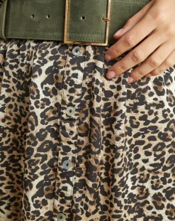 Lauren Vidal Robes|Robe fluide Store imprimée wild beige/noir