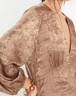 Lauren Vidal Robes|Robe irisée Glam marron