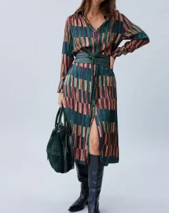 Lauren Vidal Robes|Robe Ivana imprimée forêt/multicolore