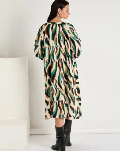 See u Soon Robes|Robe Léa satinée imprimée vert/multicolore