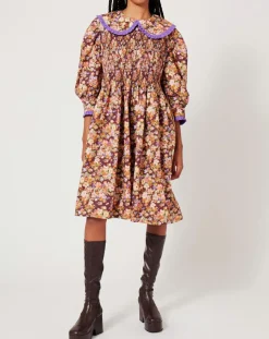 Manoush Robes|Robe Liberty Fauve imprimée cerise noire/multicolore