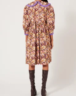 Manoush Robes|Robe Liberty Fauve imprimée cerise noire/multicolore