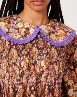 Manoush Robes|Robe Liberty Fauve imprimée cerise noire/multicolore